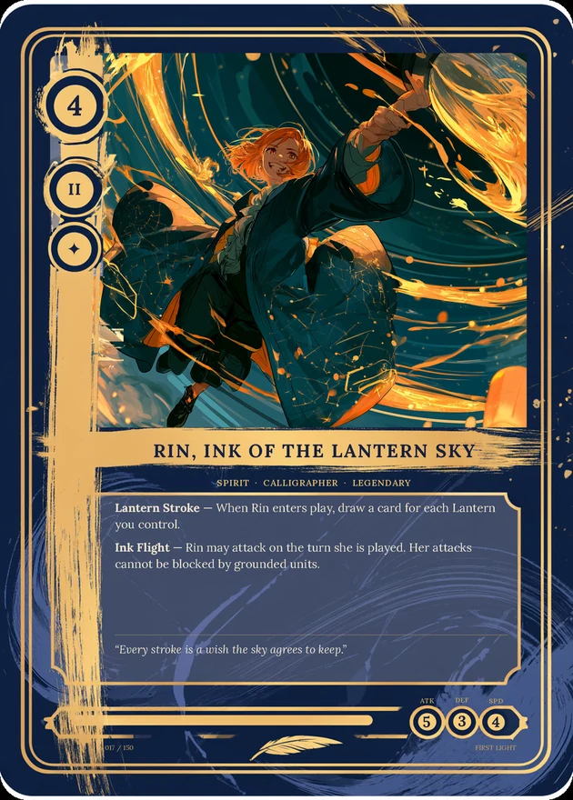Colour photograph of the card Rin, Ink of the Lantern Sky